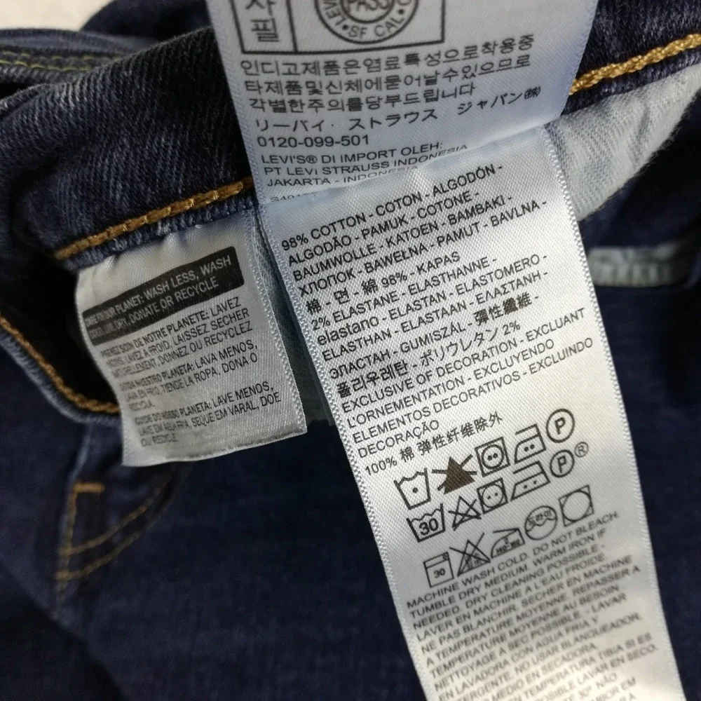 Levi's Mens Jeans 505 Straight Leg Regular Fit Blue Denim‎ Dark Wash 34x30